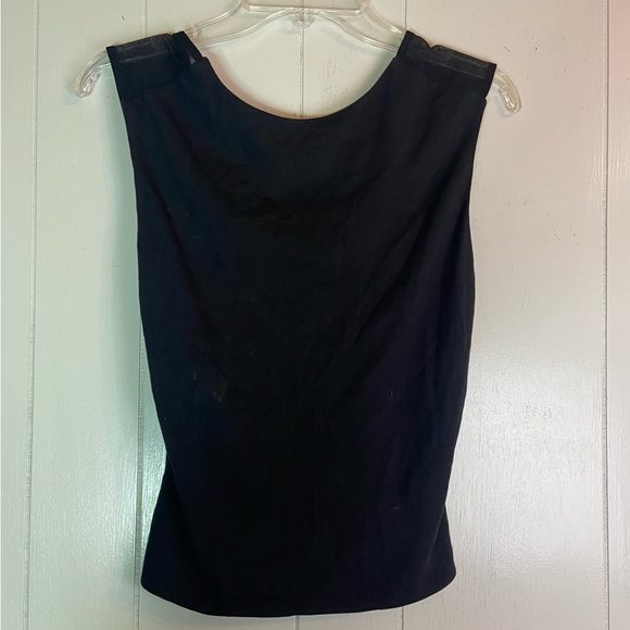 Express cropped sheer back mesh Black ladies top small scoop neck neutral - Picture 2 of 5